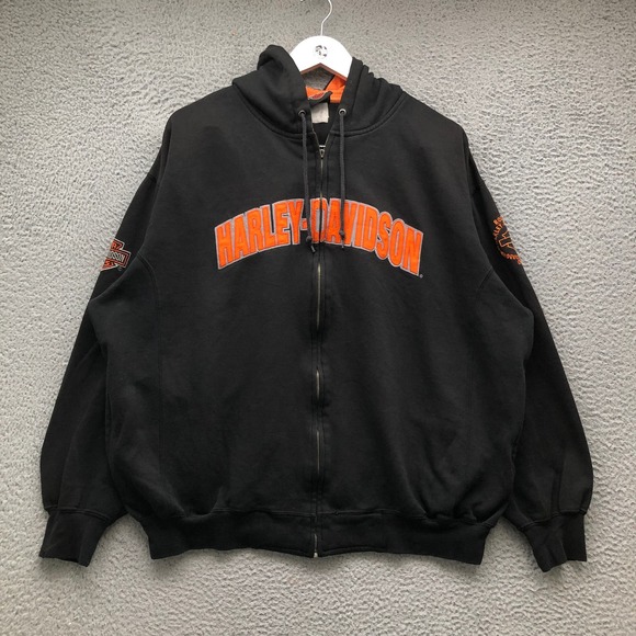 Harley-Davidson Other - Harley Davidson Jacket Hoodie Men's XL Long Sleeve Full Zip Embroidered Black